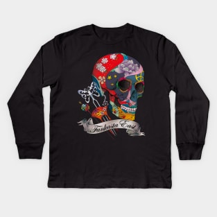 Japanese Sugar Skull Kids Long Sleeve T-Shirt